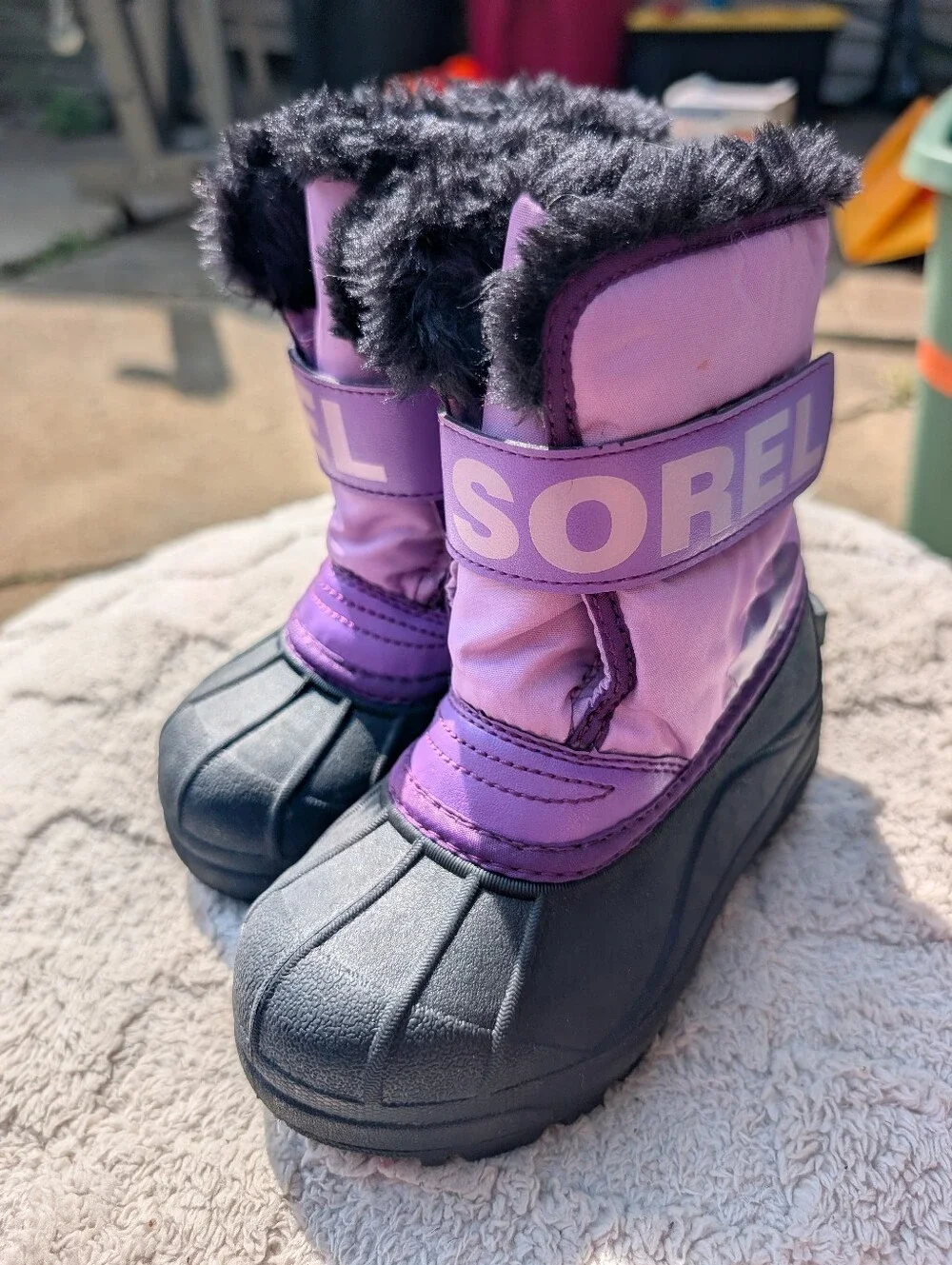 Girls Purple Sorel Velcro Winter Boots Size 10